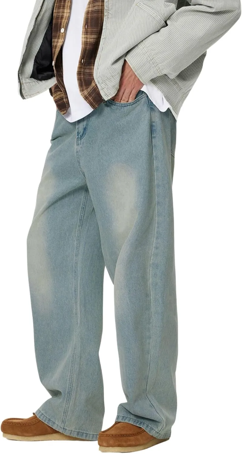 Aelfric Eden Womens Baggy Wide Leg Jeans High Waisted Casual Loose Unisex Washed Jeans Streetwear Y2K Straight Denim Pants