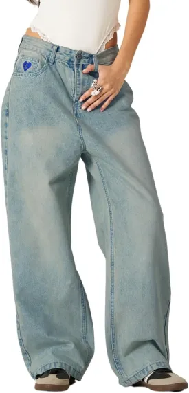 Aelfric Eden Womens Baggy Wide Leg Jeans High Waisted Casual Loose Unisex Washed Jeans Streetwear Y2K Straight Denim Pants
