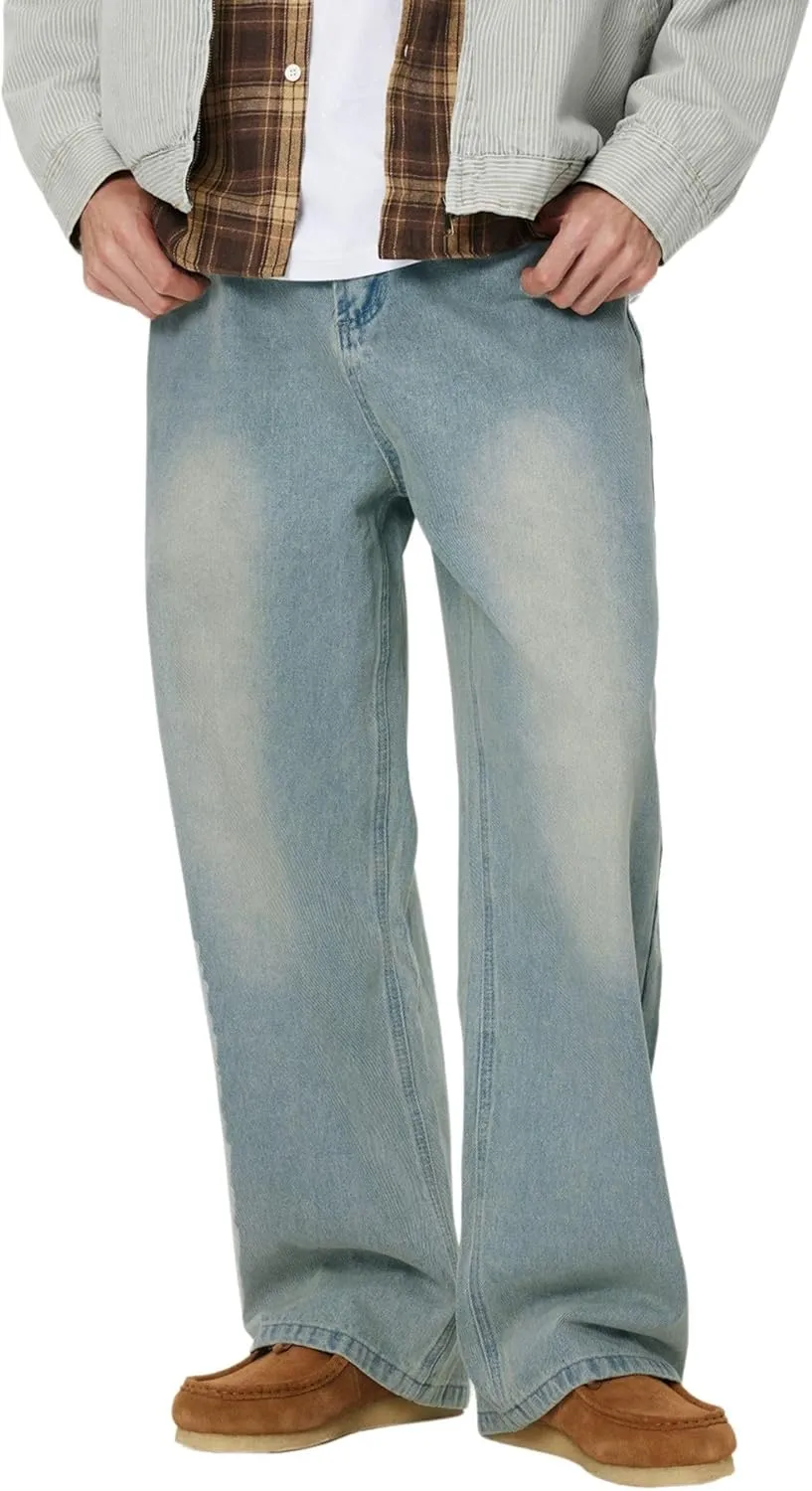 Aelfric Eden Womens Baggy Wide Leg Jeans High Waisted Casual Loose Unisex Washed Jeans Streetwear Y2K Straight Denim Pants