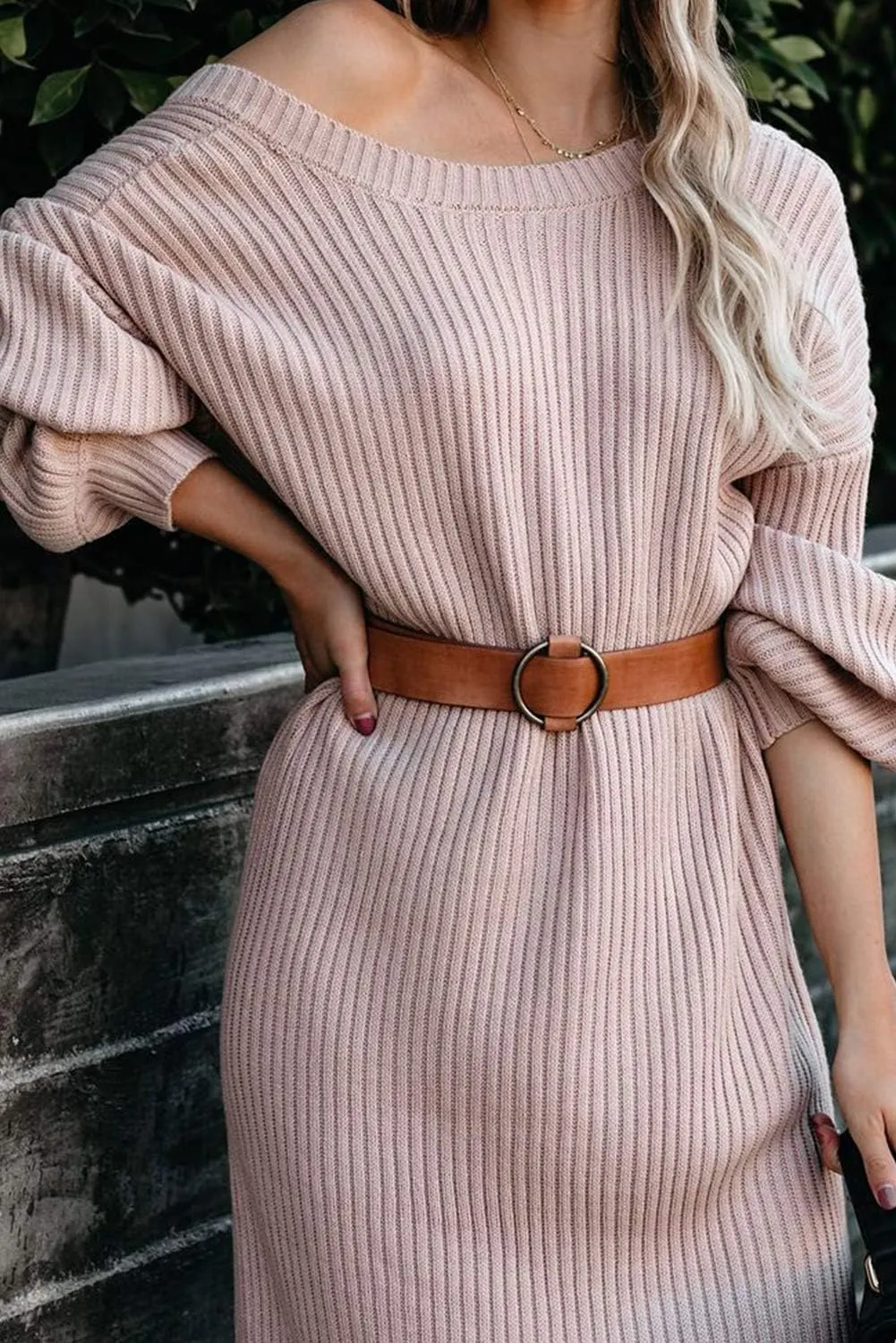 Alaster Queen Women's Ribbed Knit Sweater Dress 2023 Balloon Long Sleeve Fall Sweater Midi Dresses for Women