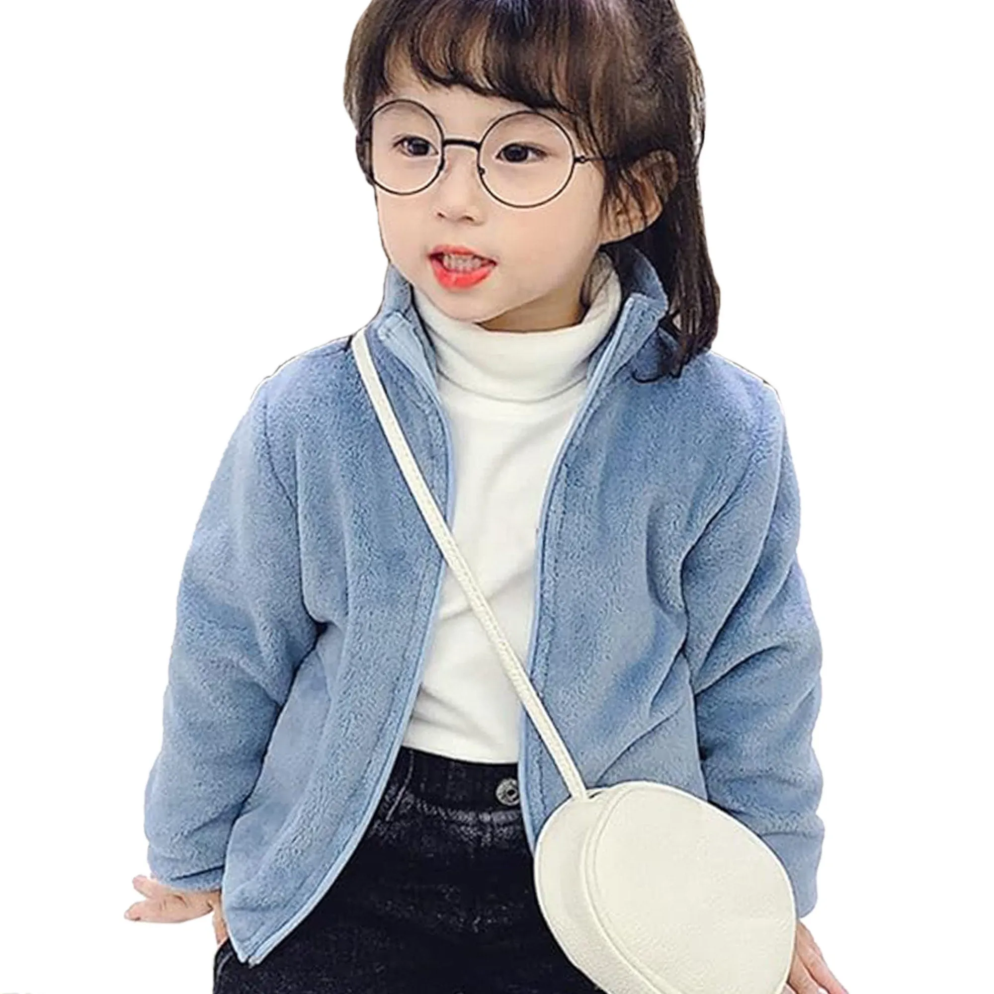 Babymoon Winter Baby Boys & Girls Sweater Kids Jacket Zipper Cardigan | Skyblue