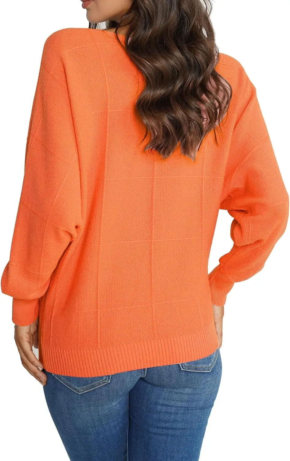 Ckikiou Women Cute Spring Fall Boatneck Batwing Soft Knitted Sweater for Women Casual Loose Long Sleeve Ribbed Pullover Top