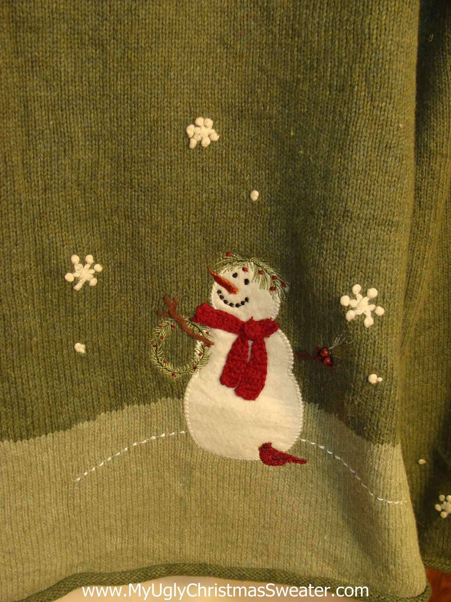Cute Holiday Sweater with Snowmen on Front and Back
