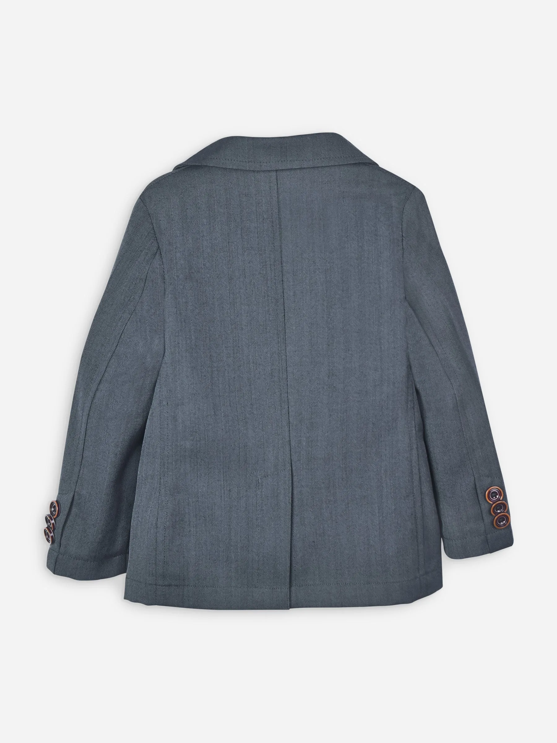 Dark Grey Herringbone Kids Blazer