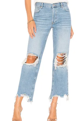 FREE PEOPLE: MAGGIE DISTRESSED STRAIGHT LEG JEAN