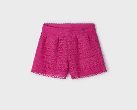 Mayoral Girls Fuchsia Guipure Shorts