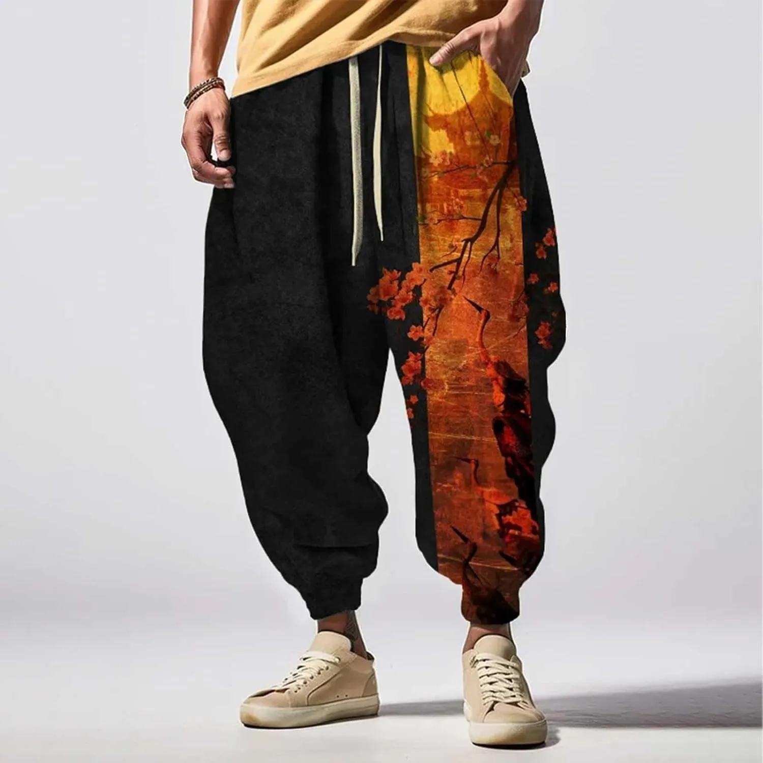 Mens Hip Hop Harem Pants Fashion Street Feel Casual Sweatpants Workout Athletic Running Pants Mens Yoga Pants