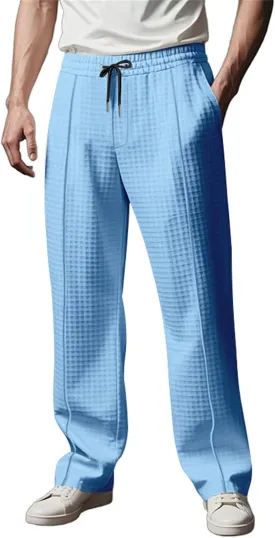 Mens Lightweight Loose Fit Elastic Waist Drawstring Wide Leg Summer Beach Yoga Pajama Lounge Sleep Trouser Pants
