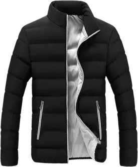 Men's Lightweight Puffer Jacket Packable Down Coat Stand Collar Quilted Jacket Slim Fit Insulated Jacket Winter Outwear