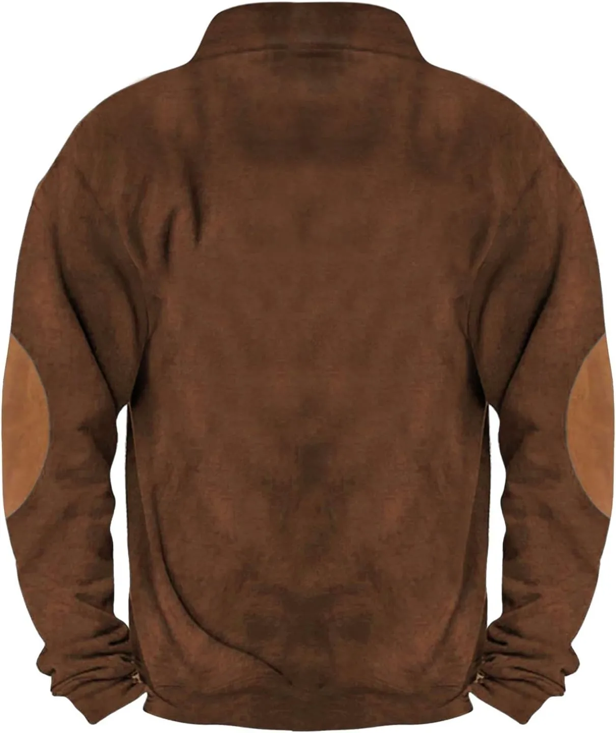 Mens Long Sleeve Sweatshirts Corduroy Elbow Patches Shirt Lapel Collar Pullover Fall Western Tops