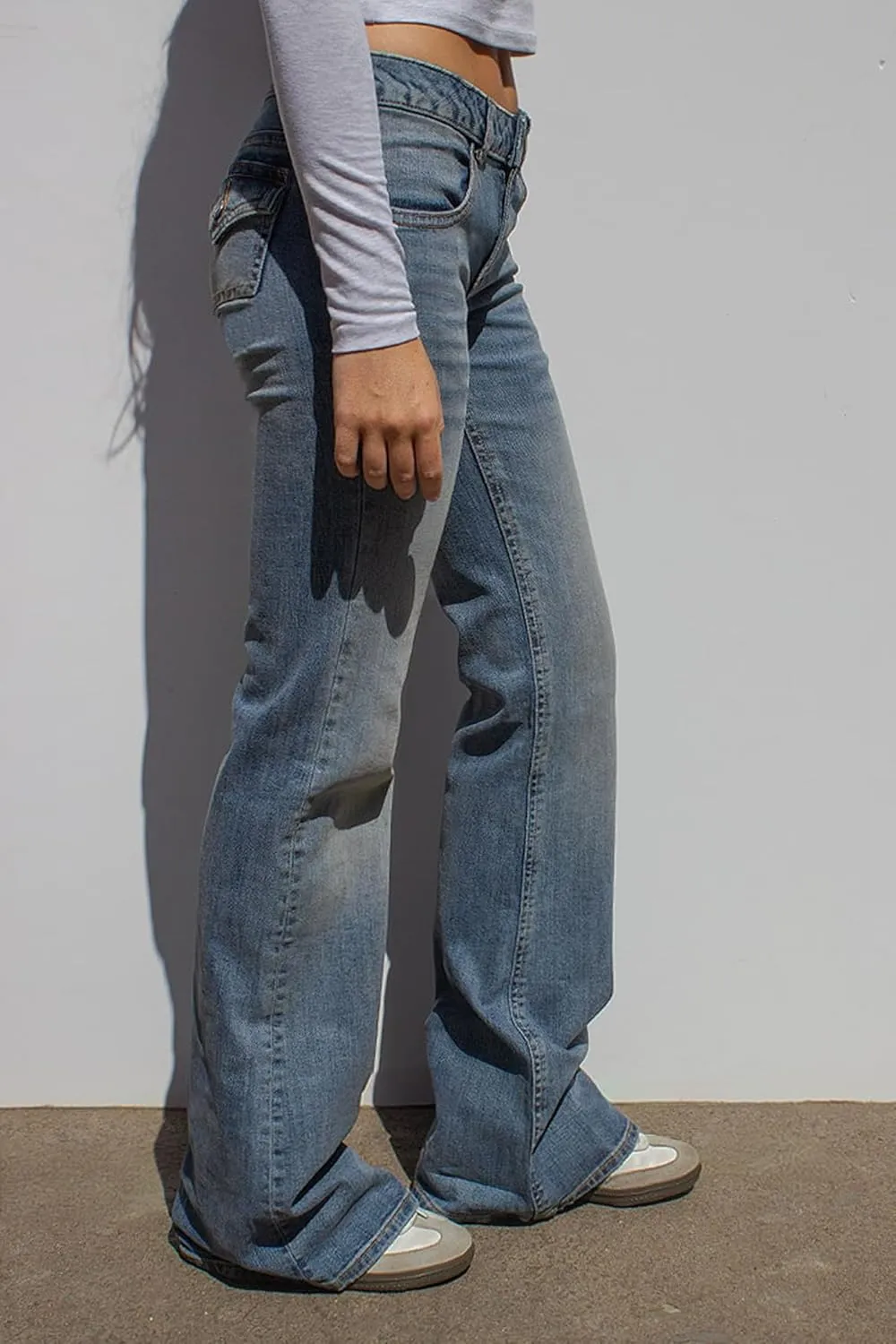 Mxiqqpltky Low Waist Bell Bottom Jeans for Women Y2k Straight Leg Stretch Bootcut Jeans Boyfriend Flare Denim Pants