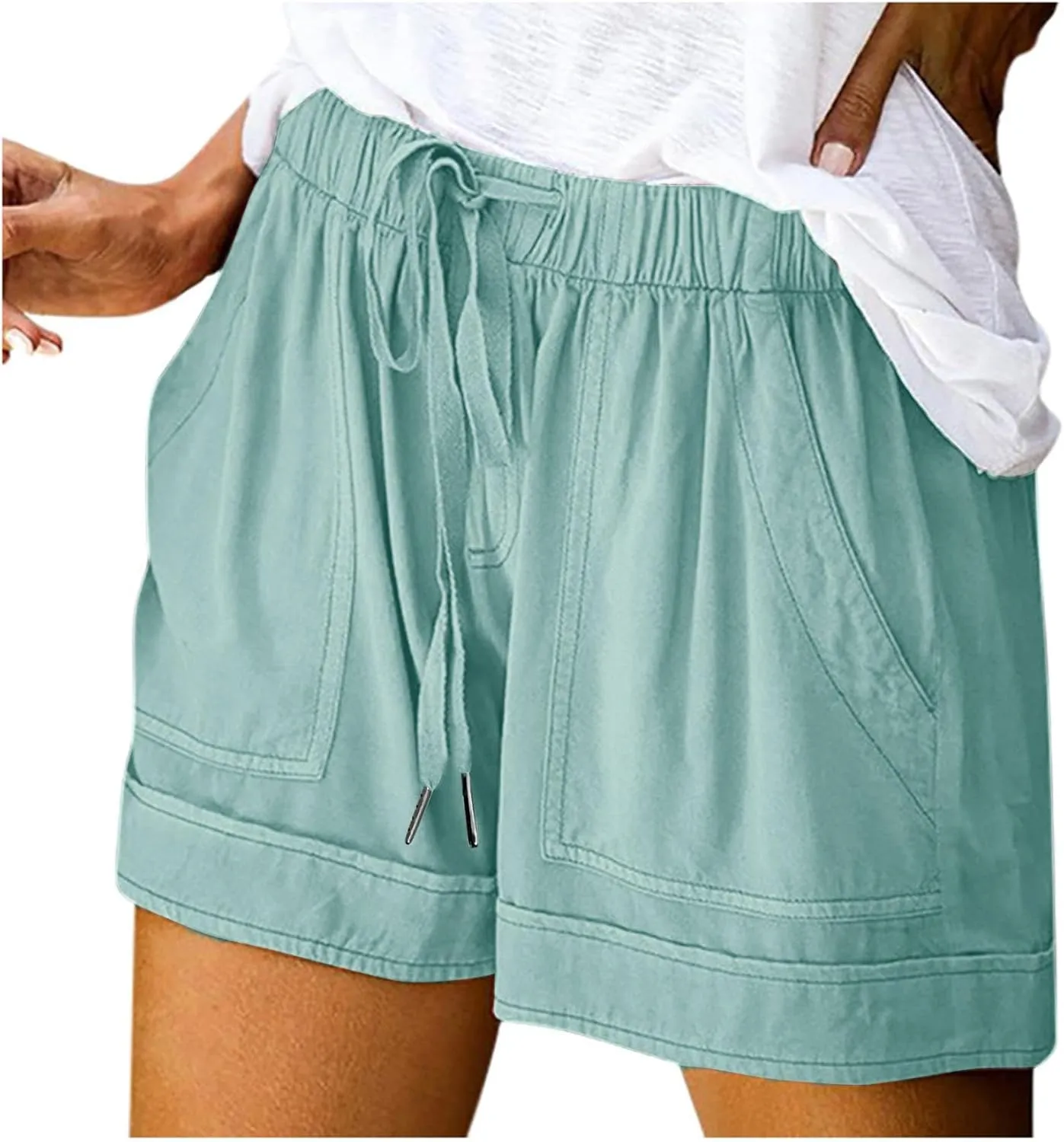 Shorts for Women 2024 Drawstring High Waisted Summer Bermuda Shorts Soft Trendy Lounge Shorts Beach Vacation Shorts