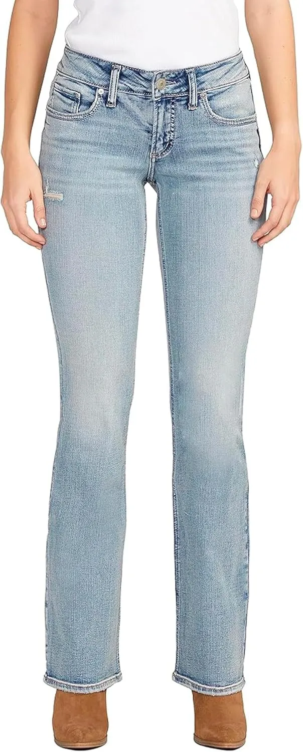 Silver Jeans Co. Women's Britt Low Rise Curvy Fit Slim Bootcut Jeans
