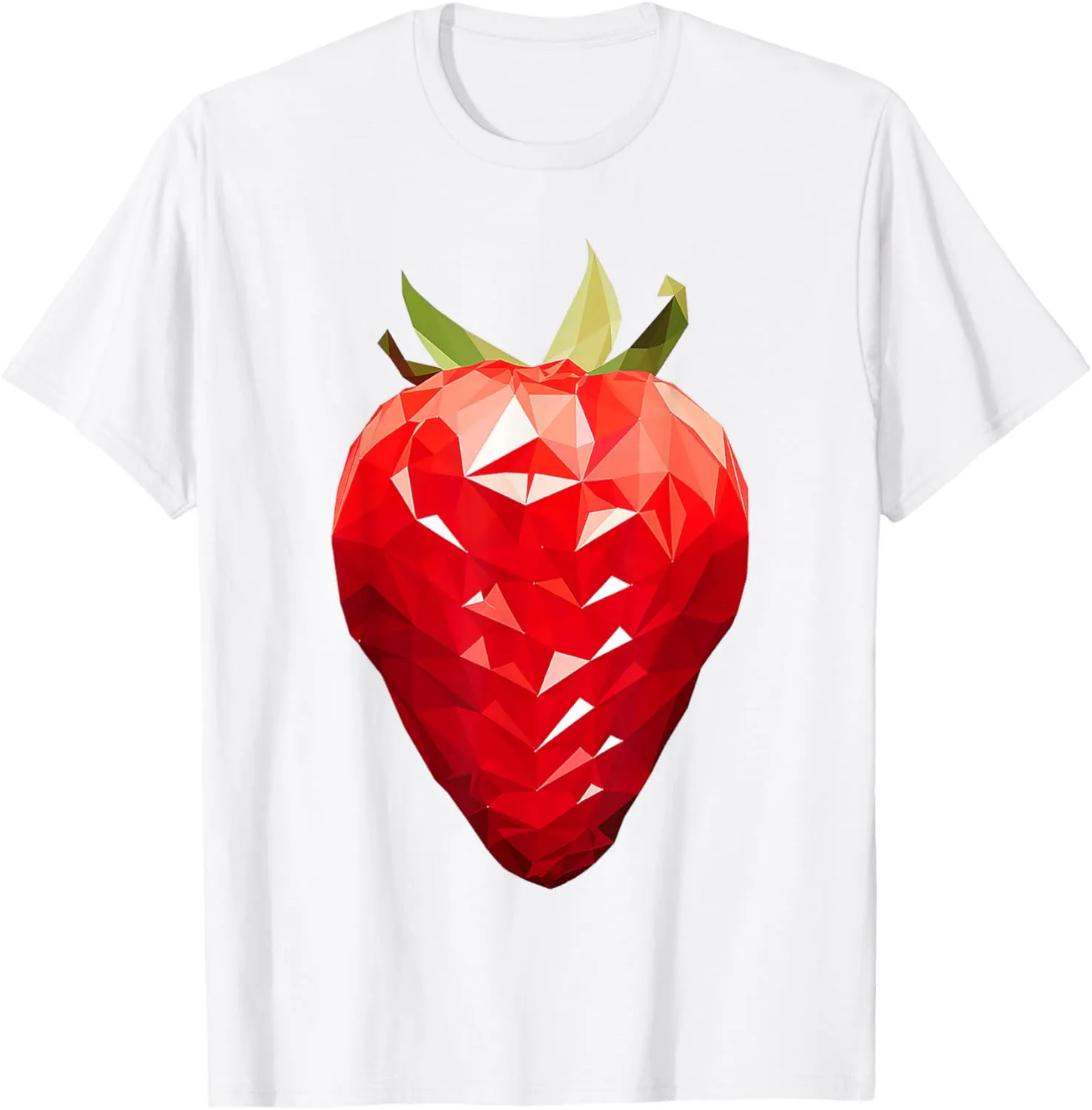 Strawberry Fruit Lover Polygon Art Abstract Graphic T-Shirt
