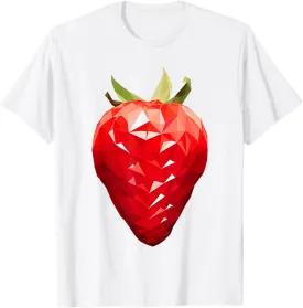 Strawberry Fruit Lover Polygon Art Abstract Graphic T-Shirt