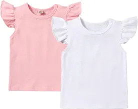 Toddler Baby Girl Skirt Outfit Solid Color Ruffle Long Sleeve Tee Tops Kids Girl Blouse