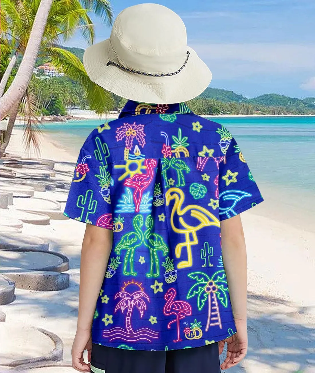 uideazone Boys Hawaiian Shirts Novelty Printed Funky Short Sleeve Button Down Shirt Kids Aloha Luau Shirt 7-14T