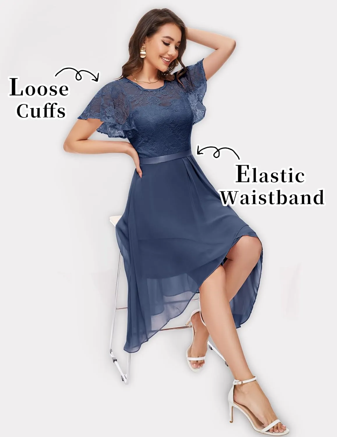 Wedtrend Women's Formal Dress Ruffle Cocktail Party Dress Flutter Sleeve Fall Wedding Guest Dress