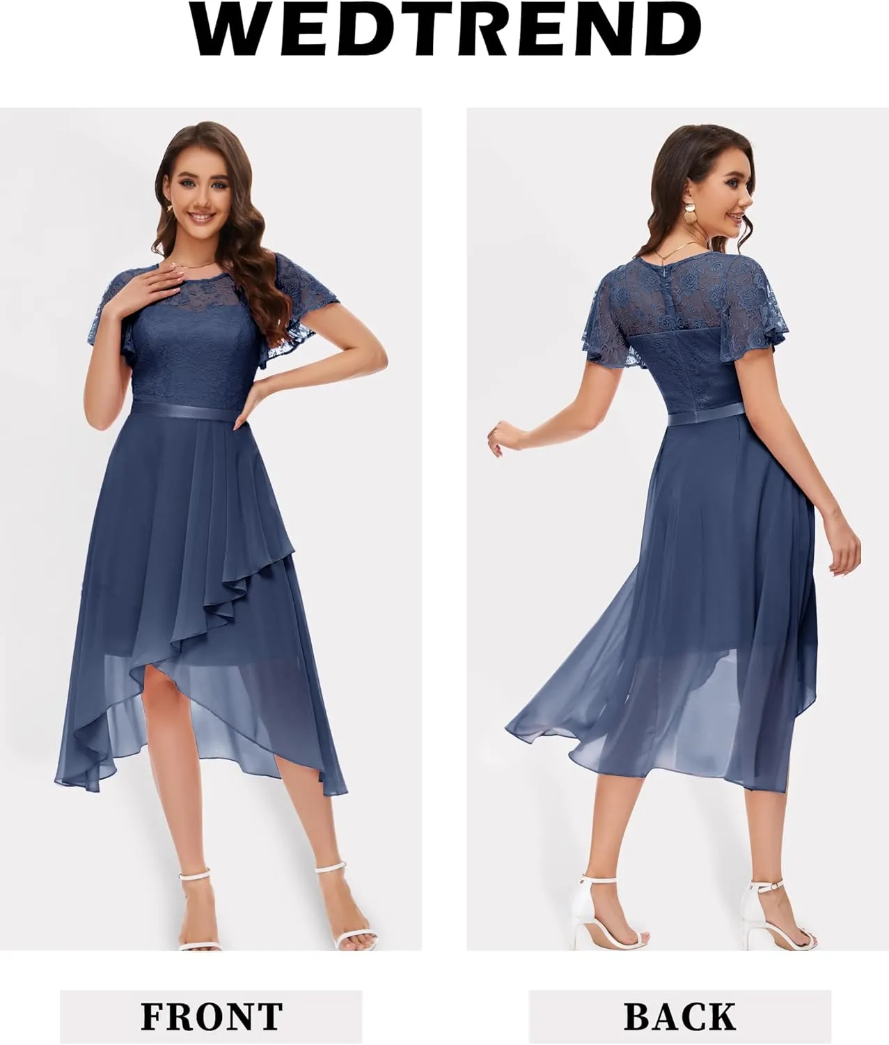 Wedtrend Women's Formal Dress Ruffle Cocktail Party Dress Flutter Sleeve Fall Wedding Guest Dress