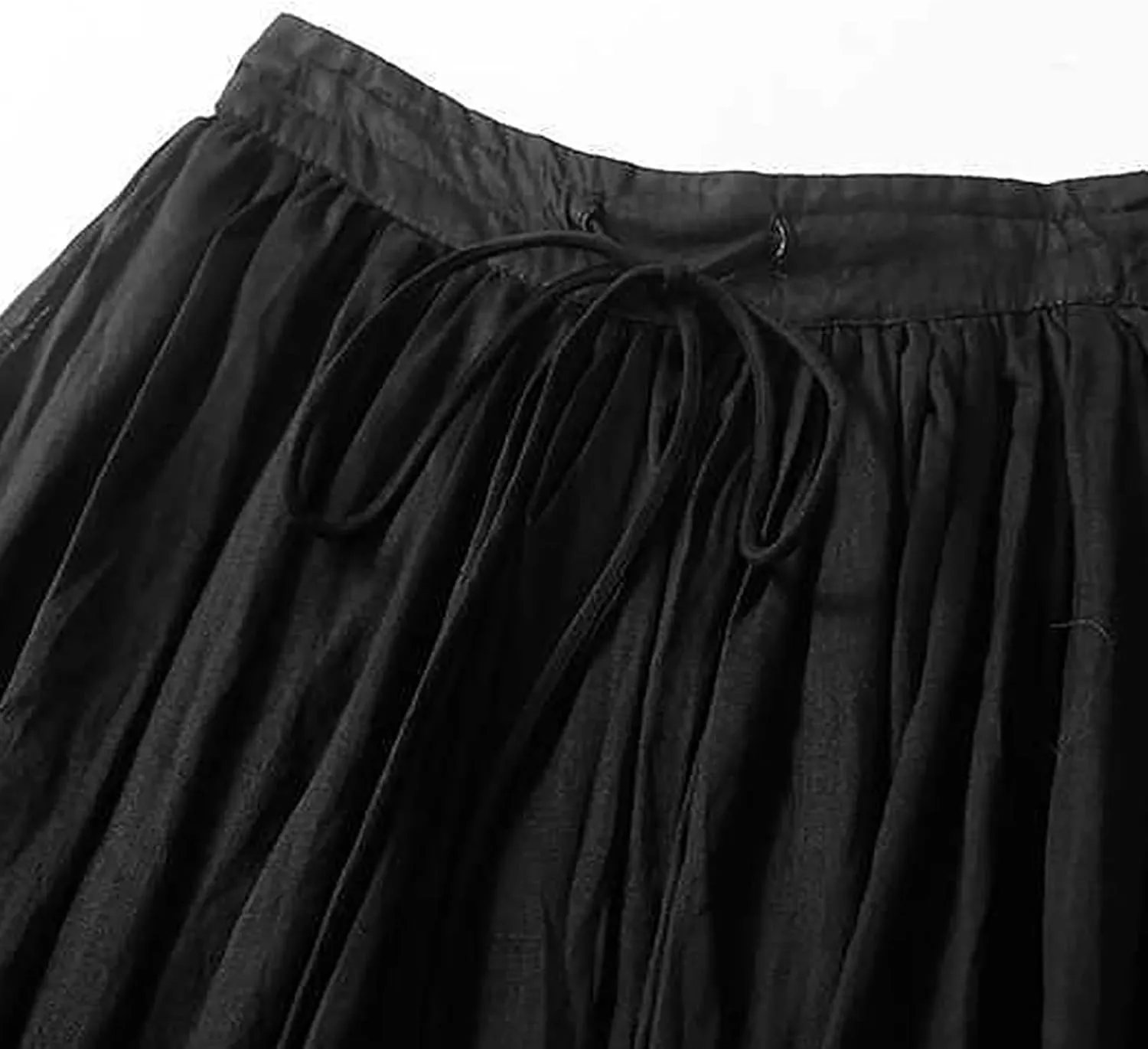 Women's Cotton Linen Skirts Casual Summer Tie Waist A-Line Long Flowy Skirt with Pockets Soft Lightweight Beach Skirt