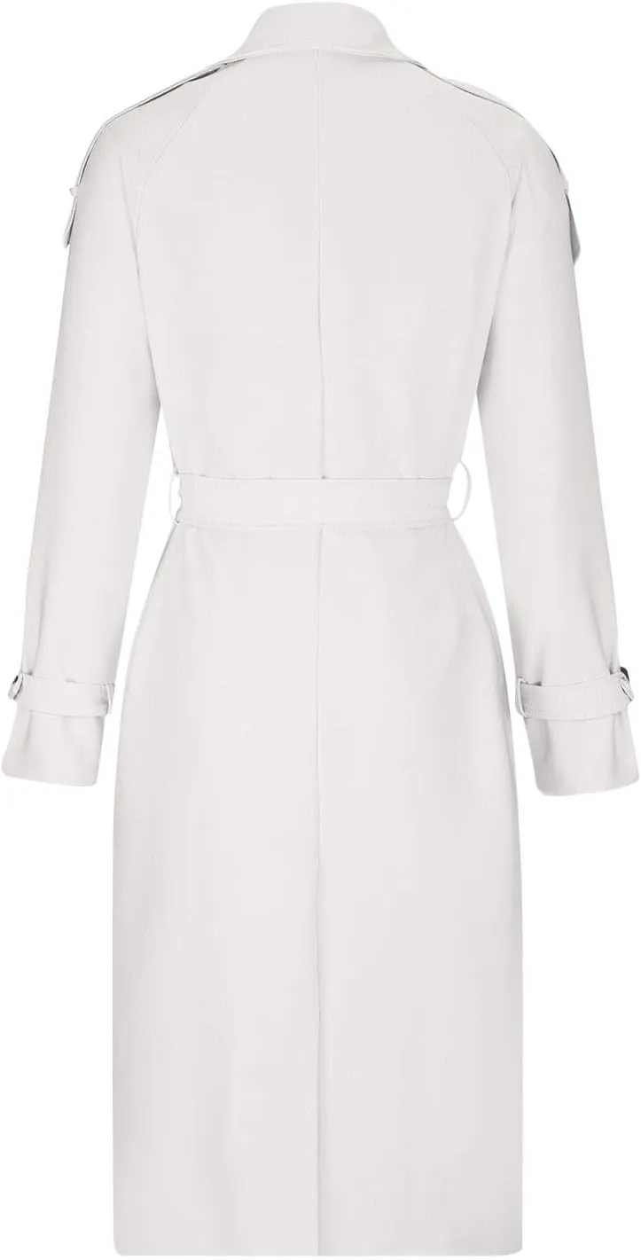 Women's Trench Coat Double Breasted Long Trench Coats 2025 Fall Fashion Windproof Classic Lapel Overcoat with Belt